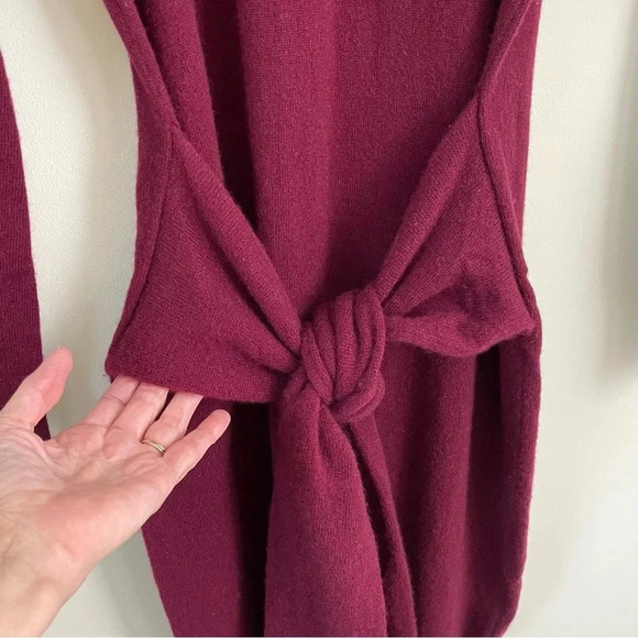 Autumn Cashmere Tie Front Sweater Dress in Pinot quiet luxury - Picture 3 of 6